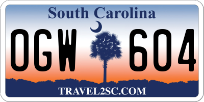 SC license plate OGW604