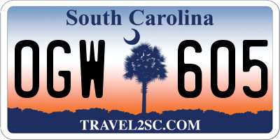 SC license plate OGW605