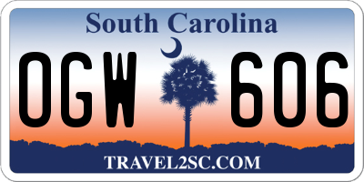 SC license plate OGW606