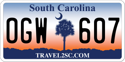 SC license plate OGW607
