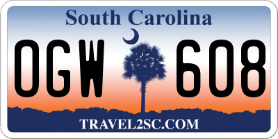 SC license plate OGW608