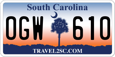 SC license plate OGW610