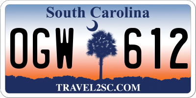 SC license plate OGW612