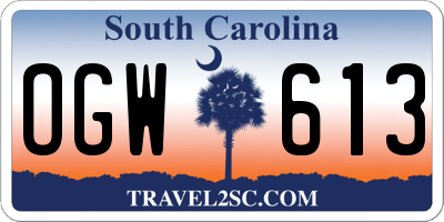 SC license plate OGW613