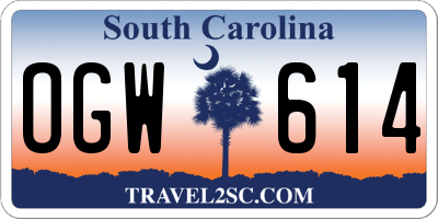 SC license plate OGW614