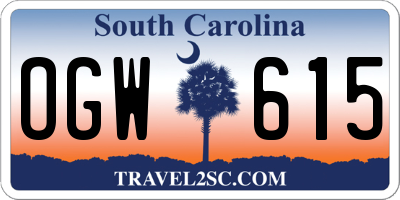 SC license plate OGW615