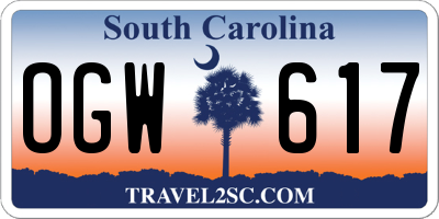 SC license plate OGW617