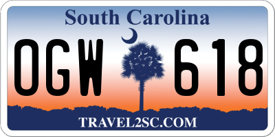 SC license plate OGW618