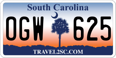 SC license plate OGW625