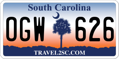 SC license plate OGW626