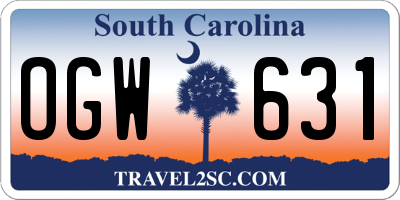 SC license plate OGW631