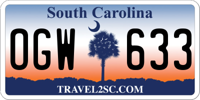 SC license plate OGW633