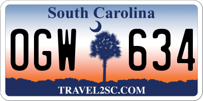 SC license plate OGW634