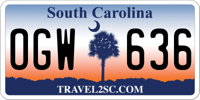 SC license plate OGW636