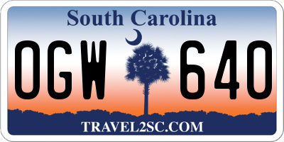 SC license plate OGW640