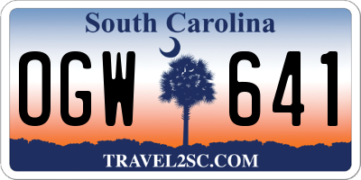 SC license plate OGW641