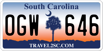 SC license plate OGW646