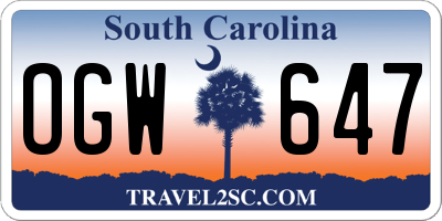 SC license plate OGW647