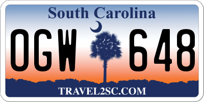 SC license plate OGW648