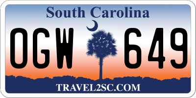 SC license plate OGW649