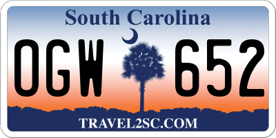 SC license plate OGW652