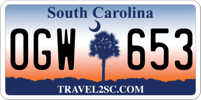 SC license plate OGW653