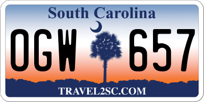 SC license plate OGW657