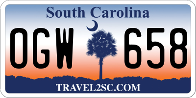 SC license plate OGW658