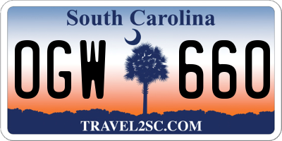 SC license plate OGW660