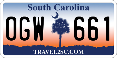 SC license plate OGW661