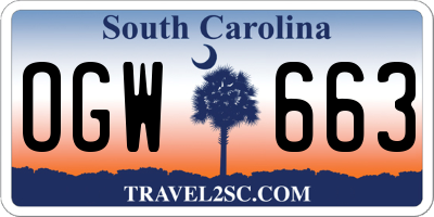 SC license plate OGW663