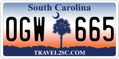 SC license plate OGW665