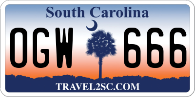 SC license plate OGW666