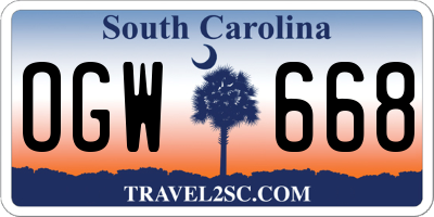 SC license plate OGW668