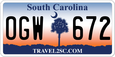 SC license plate OGW672