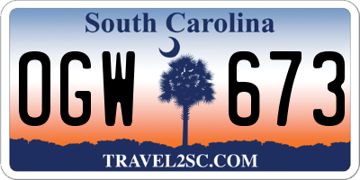 SC license plate OGW673