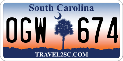 SC license plate OGW674
