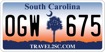 SC license plate OGW675