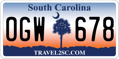 SC license plate OGW678
