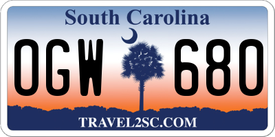SC license plate OGW680