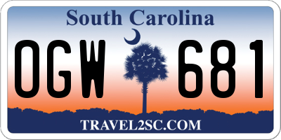 SC license plate OGW681