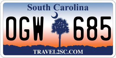 SC license plate OGW685