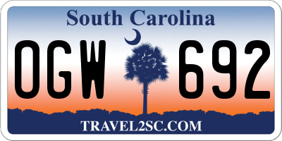 SC license plate OGW692