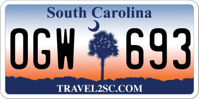 SC license plate OGW693