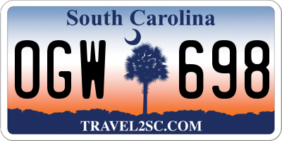 SC license plate OGW698