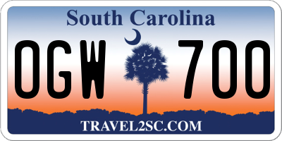 SC license plate OGW700