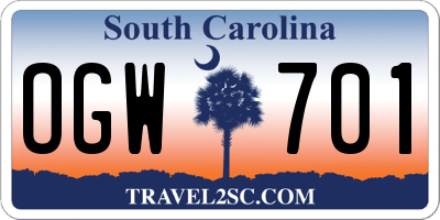 SC license plate OGW701
