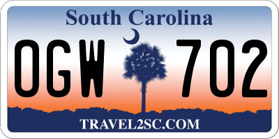 SC license plate OGW702