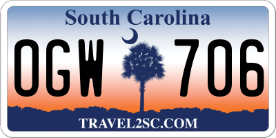 SC license plate OGW706