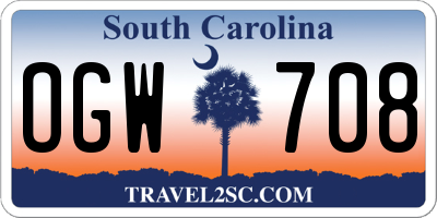SC license plate OGW708